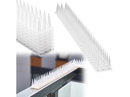 Kolce na golebie listwa na ptaki odstaszacz plastikowe geste biale 8el 43 cm 168296