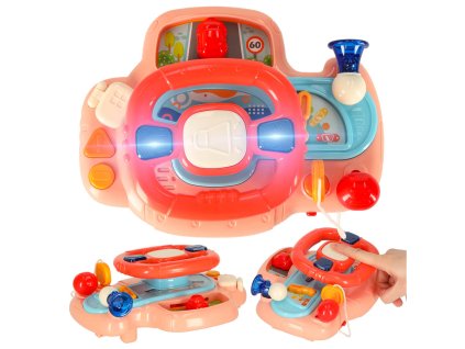 Zabawka interaktywna kierownica dla dzieci symulator muzyka dzwieki rozowa 165307