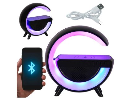 Lampka LED Gamingowa RGB glosnik ladowarka indukcyjna czarna 179831