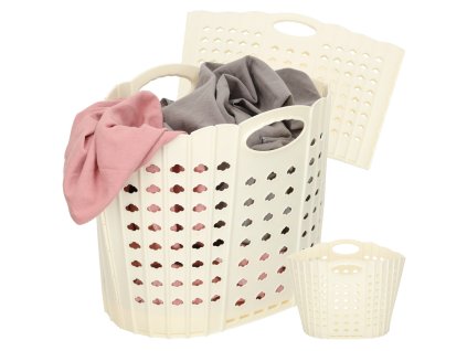 Kosz na pranie skladany organizer lazienkowy kremowy 161742
