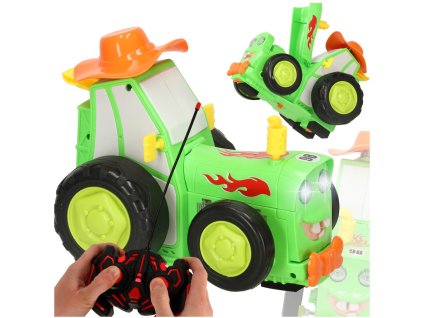 Traktor ciagnik zdalnie sterowany na pilota RC skaczacy tanczacy dzwiek zielony 170061