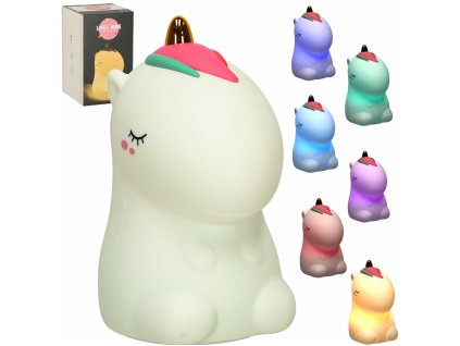 Lampka nocna dla dzieci silikonowa dotykowa miekka LED biala RGB jednorozec 165493