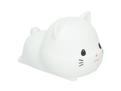 Lampka nocna dla dzieci silikonowa na baterie USB biala RGB kotek lezacy 159947