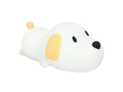 Lampka nocna dla dzieci silikonowa na baterie USB biala piesek lezacy 159937