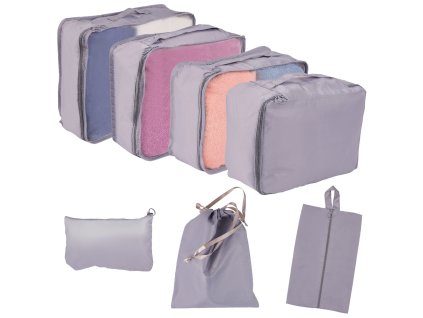 Organizery do walizki zestaw podrozny 7 sztuk akcesoria do przechowywania ubran torby wodoodporne worek na buty szary 157430