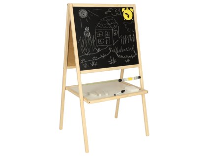 Tablica suchoscieralna kredowa dwustronna z liczydlem polka naturalny 37 x 48 x 90 cm 149752