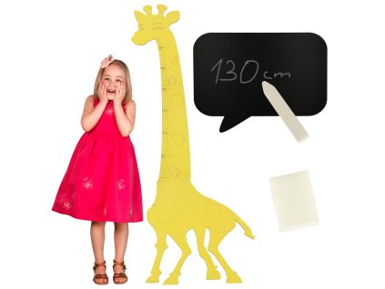 Miarka wzrostu drewniana zyrafa 125 cm zolta 169899