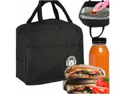 Torba termiczna na lunch jedzenie sniadaniowa izolacyjna lunch czarna 166469