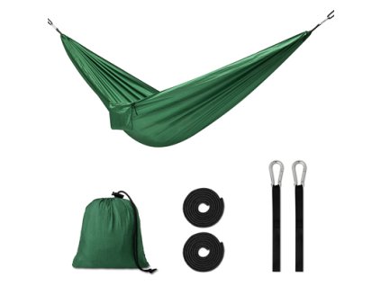 Hamak biwakowy turystyczny podrozny 260cm ciemny zielony 120kg 152447