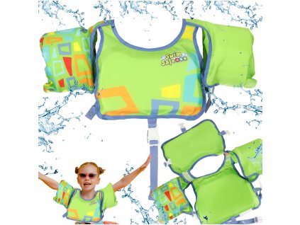 Kamizelka piankowa z rekawkami do plywania kapok dla dzieci 3 6 lat 19 30 kg BESTWAY 32174 zielona 171163