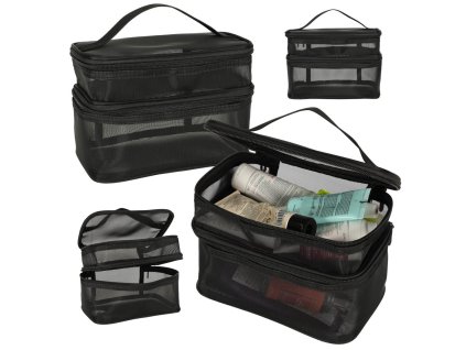 Kosmetyczka podrozna organizer skladany pietrowy do przechowywania kosmetykow akcesoriow czarny 158301
