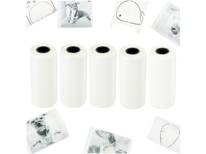 Rolki papier wklad samoprzylepny termiczny do mini drukarki 5 7cmx4 5m 5 sztuk 175814