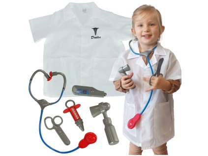 Kostium stroj karnawalowy przebranie lekarz stroj doktora kitel lekarski zestaw 3 8 lat 165078