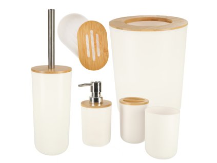 Zestaw lazienkowy szczotka dozownik komplet 6 elementow bialy 139775