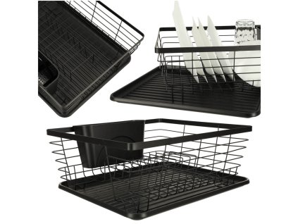 Suszarka do naczyn ociekacz na naczynia sztucce taca czarna 141280