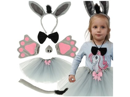 Kostium stroj karnawalowy przebranie osiolek spodniczka opaska 7 elementow 165074