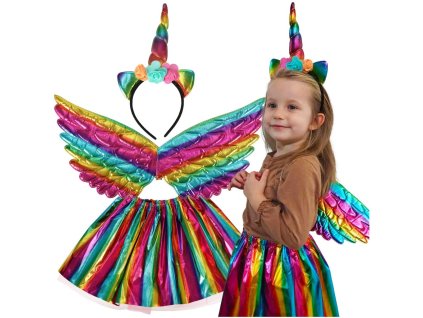 Kostium stroj karnawalowy przebranie jednorozec spodnica opaska multikolor 165072