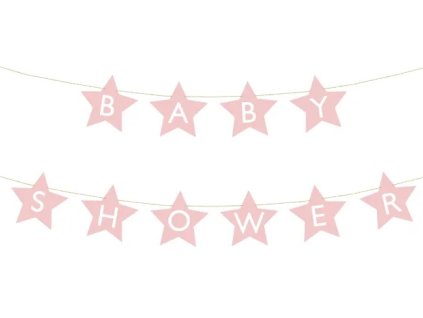Baner napis na baby shower gwiazdki jasnorozowe 290cm x 16 5cm 132307