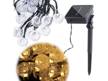 Lampki ogrodowe solarne kulki 7m 50LED cieply bialy 147978