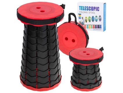 Krzeslo skladane taboret teleskopowy turystyczny przenosny czerwony 200kg 174518
