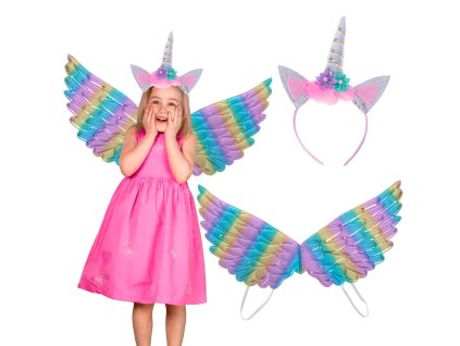 Kostium stroj jednorozec skrzydla opaska 107915(2)