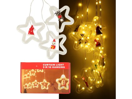 Lampki LED kurtyna z figurkami Boze Narodzenie 3m 125LED 10 zarowek cieply bialy zasilanie sieciowe 143189