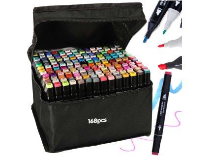 Markery dwustronne alkoholowe w etui 168 sztuk 141452