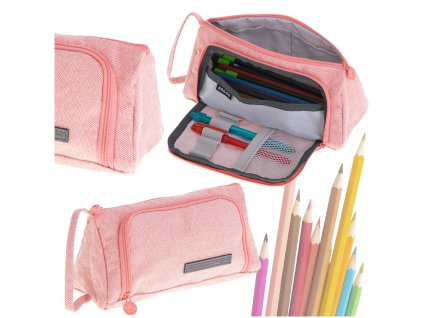 Piornik szkolny dwukomorowy saszetka kosmetyczka rozkladany 3w1 rozowy 175832