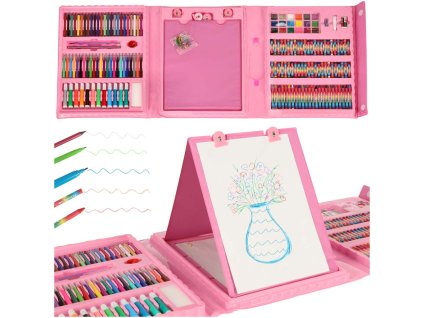 Zestaw plastyczny do malowania w walizce 208 elementow rozowy 141177