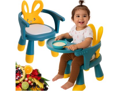 Krzeselko stolik do karmienia i zabawy zolto niebieski 174836
