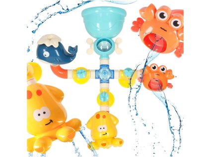 Zabawka kranik do kapieli wanny prysznic wodospad dla dzieci fontanna przelewowa zwierzeta morskie 177219