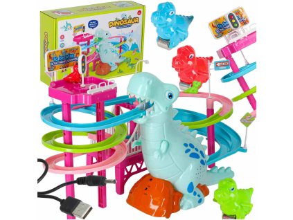 Tor wyscigowy dinozaur zjezdzalnia ruchome schody LED dzwiek 174863