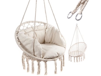 Hustawka fotel bocianie gniazdo z oparciem ecru 80cm poduszki 88644(2)