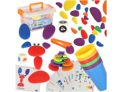 Kamyki kreatywne kolorowe ukladanka montessori 65 el 174984