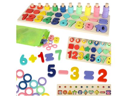 Liczydlo drewniane sorter cyfry montessori 3w1 13x36cm 168352