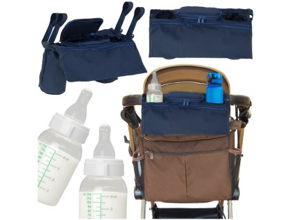 Organizer torba saszetka do wozka uchwyt na napoje butelke granatowy 167620