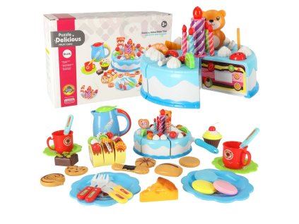 Tort urodzinowy do krojenia kuchnia 80 elementow niebieski 146288