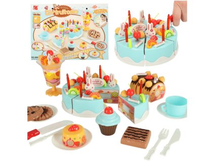 Tort urodzinowy do krojenia kuchnia 75 elementow niebieski 144007