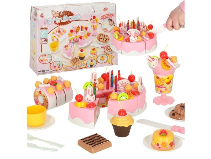 Tort urodzinowy do krojenia kuchnia 75 elementow rozowy 148142