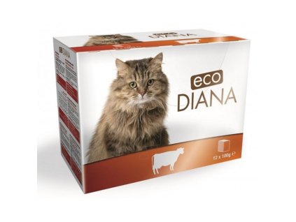 Eco Diana 12 x 100g hovězí kousky v omáčce kapsička cat