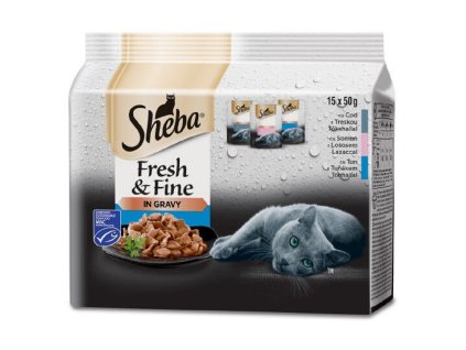 Sheba Fresh+Fine in Gravy 15 x 50g kapsička rybí výběr cat