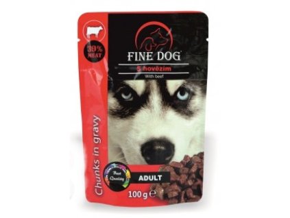 Fine dog  kapsička Adult hovězí v omáčce 100g/22ks