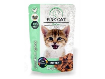 Fine cat kapsička GRAIN-FREE KITTEN kuřecí v omáčce 100g/22ks