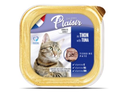 Plaisir 100g tuňák i pro kastrované kočky vanička cat