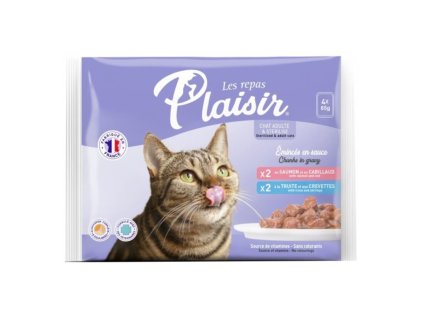 Plaisir 85g x 4ks steriliz. kapsička/2x losos +2x pstruh cat