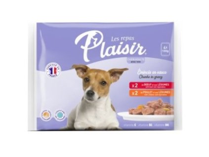 Plaisir 100g x 4 ks kapsička/2x hovězí + 2x kuře dog