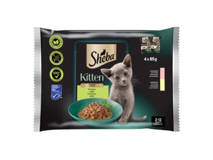 Sheba 4 x 85g kapsička kitten smíšený výběr ve šťávě cat