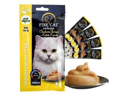 Fine cat Exclusive krémová svačinka Chicken & Shrimps 4x15g