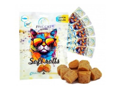 Fine cat Exclusive Soft Roll svačinka kuřecí s lososem 5x10g
