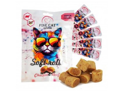 Fine cat Exclusive Soft Roll svačinka kuřecí s hovězím 5x10g